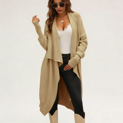 Damen Strickcardigan Asymmetrisch Weich Beige Eveloria - Eveloria