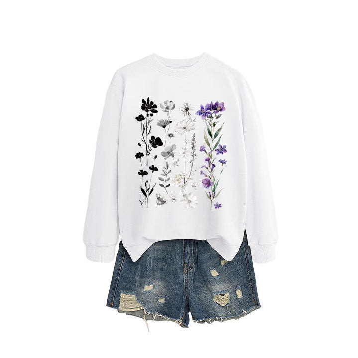 Damen Sweatshirt Florales Design Weich Eveloria