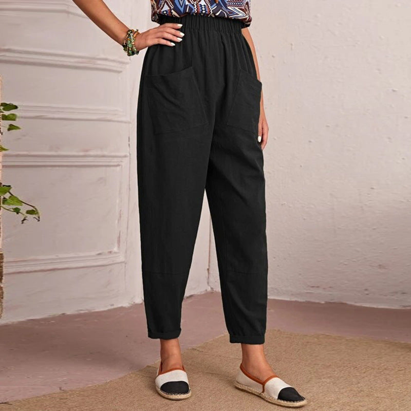 Damen Utility-Hose Elastischer Bund Praktische Taschen