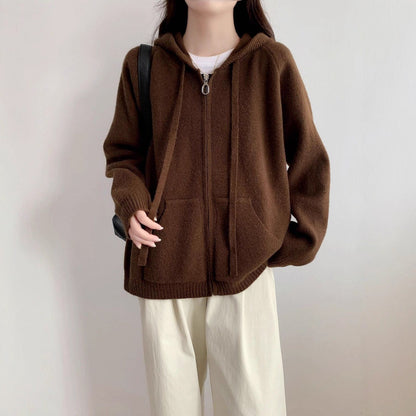 Damen Oversized Kapuzenjacke Kurz Schnitt Praktische Taschen