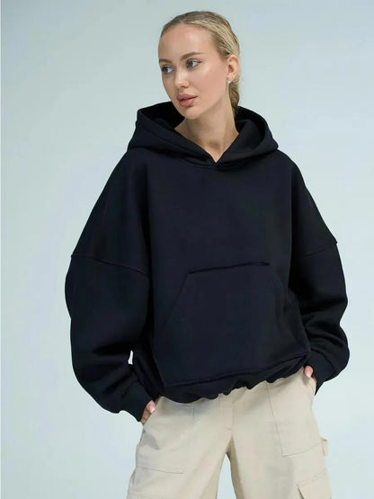 Damen Oversized Kapuzenpullover Lässiger Schnitt Mit Taschen Beige