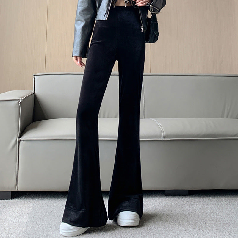 Damen Flare-Hose Samt Schwarz Eveloria - Eveloria