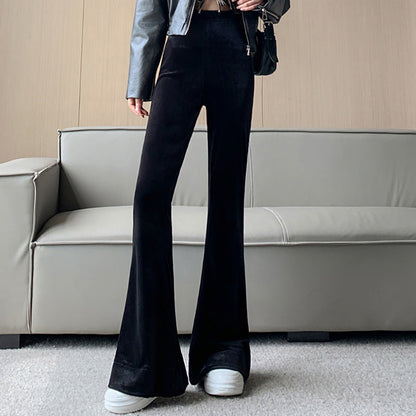 Damen Flare-Hose Samt Schwarz Eveloria - Eveloria