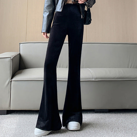 Damen Flare-Hose Samt Schwarz Eveloria - Eveloria
