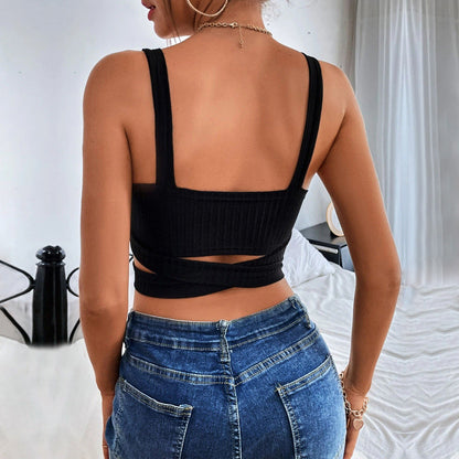 Damen Crop- Figurbetont Cut-Out Rippdesign Eveloria