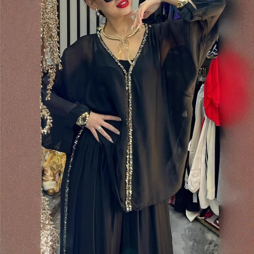 Eveloria Damen Jumpsuit Luftig Elegant Glitzernd