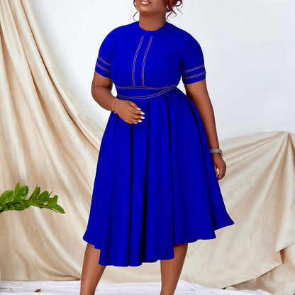 Damen Midikleid Tailliert Schwingender Rock Eveloria