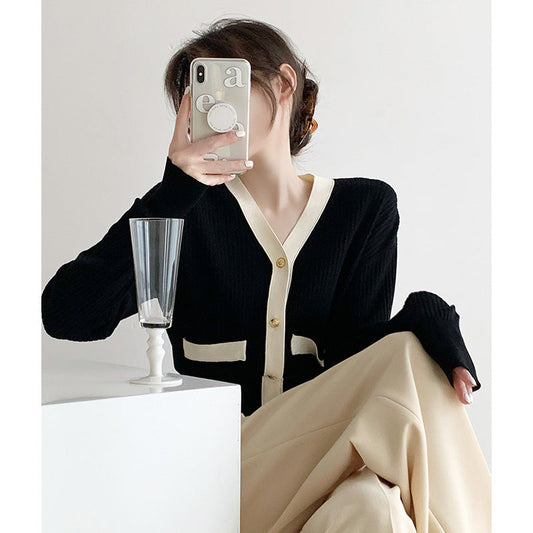 Damen Strickcardigan mit Knopfleiste und Kontrasttaschen - Eveloria