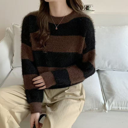 Damen Kuschelpullover Gestreift Eveloria