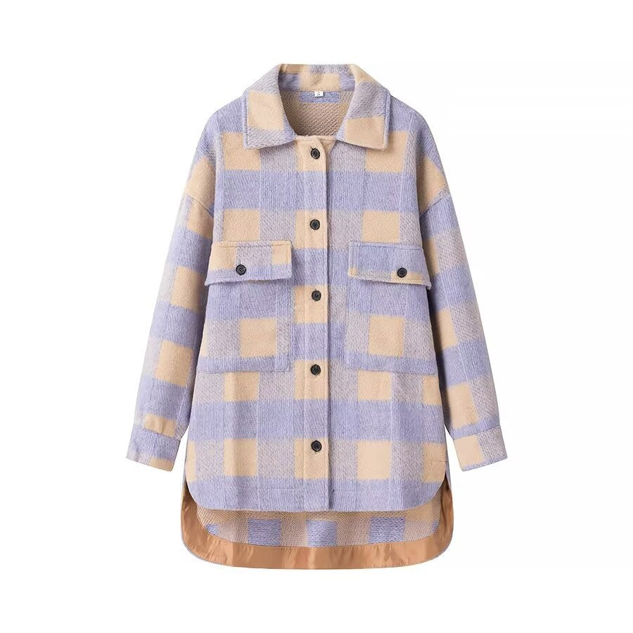 Damen Karojacke mit Taschen und Innenfutter Eveloria