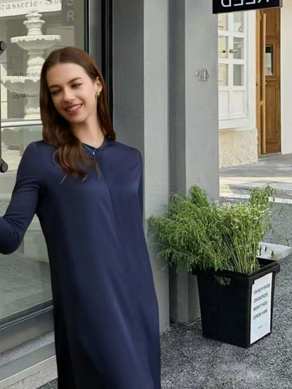 Damen Langarm-Maxikleid Elegantes Design Zeitlos