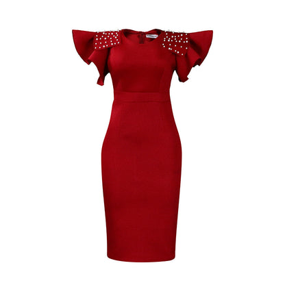 Damen Abendkleid Strukturierte Rüschen Details Eveloria