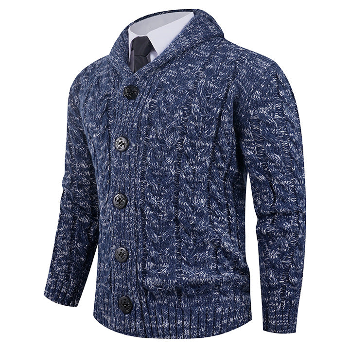 Herren Strickcardigan Zopfmuster Eleganter Schalkragen Bequem