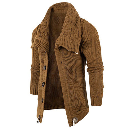 Herren Strickcardigan Schalkragen Große Holzknöpfe Beige