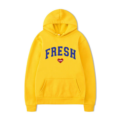 Damen Kapuzenpullover Weiches Fleece Verspielter Schriftzug Grau