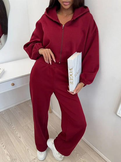 Damen Sportset Kapuze Weite Hose Eveloria