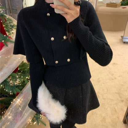 Damen Kurzmantel Abnehmbarer Pelzkragen Elegantes Design