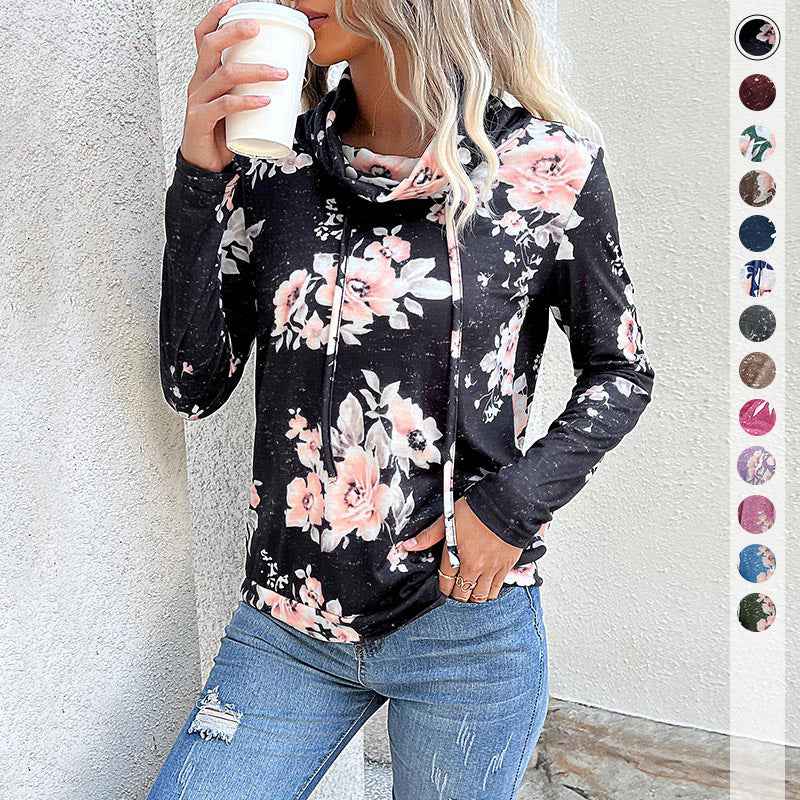 Damen Pullover Floralmuster Hochkragen Eveloria - Eveloria