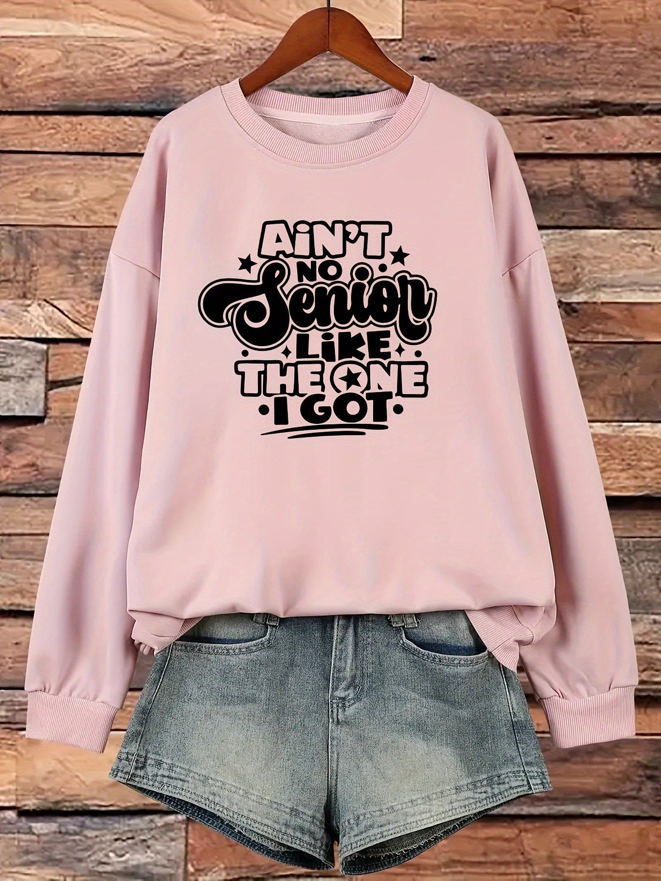 Damen Sweatshirt Lässiges Spruchdesign Grau Eveloria