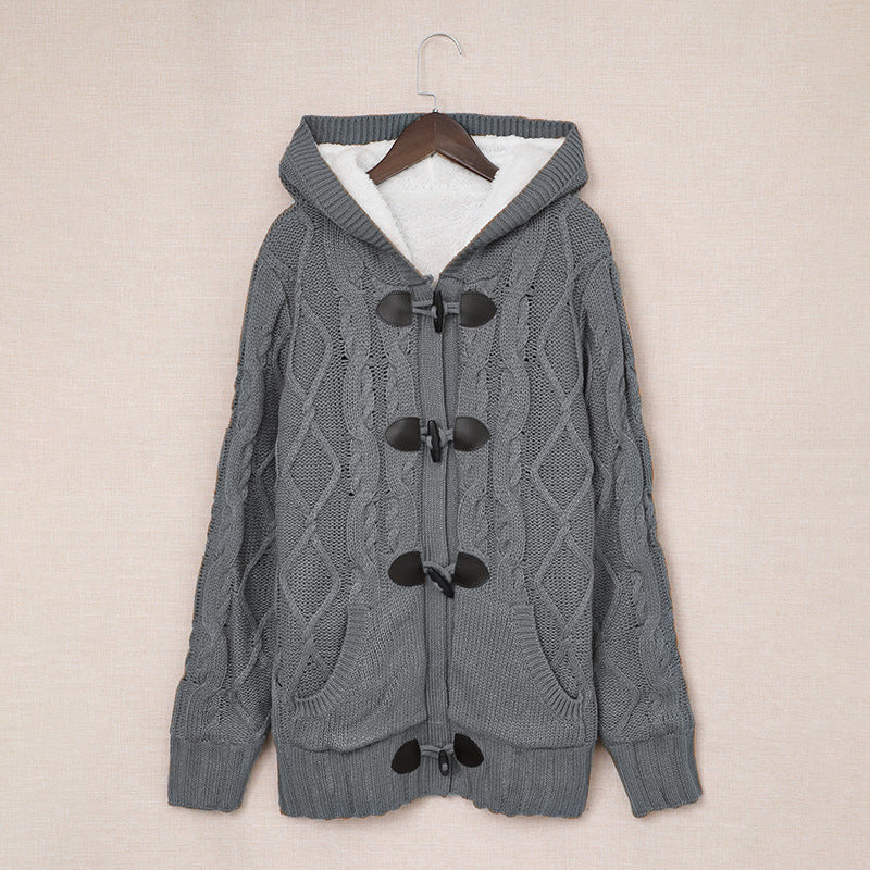 Damen Strickjacke Hochkragen Bequem Grün
