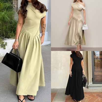 Damen Wickelmaxikleid Asymmetrisch Strukturiert Eveloria