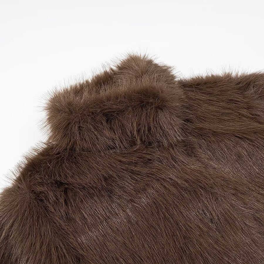 Damen Plüschjacke Hohler Kragen Locker Damenjacke Eveloria
