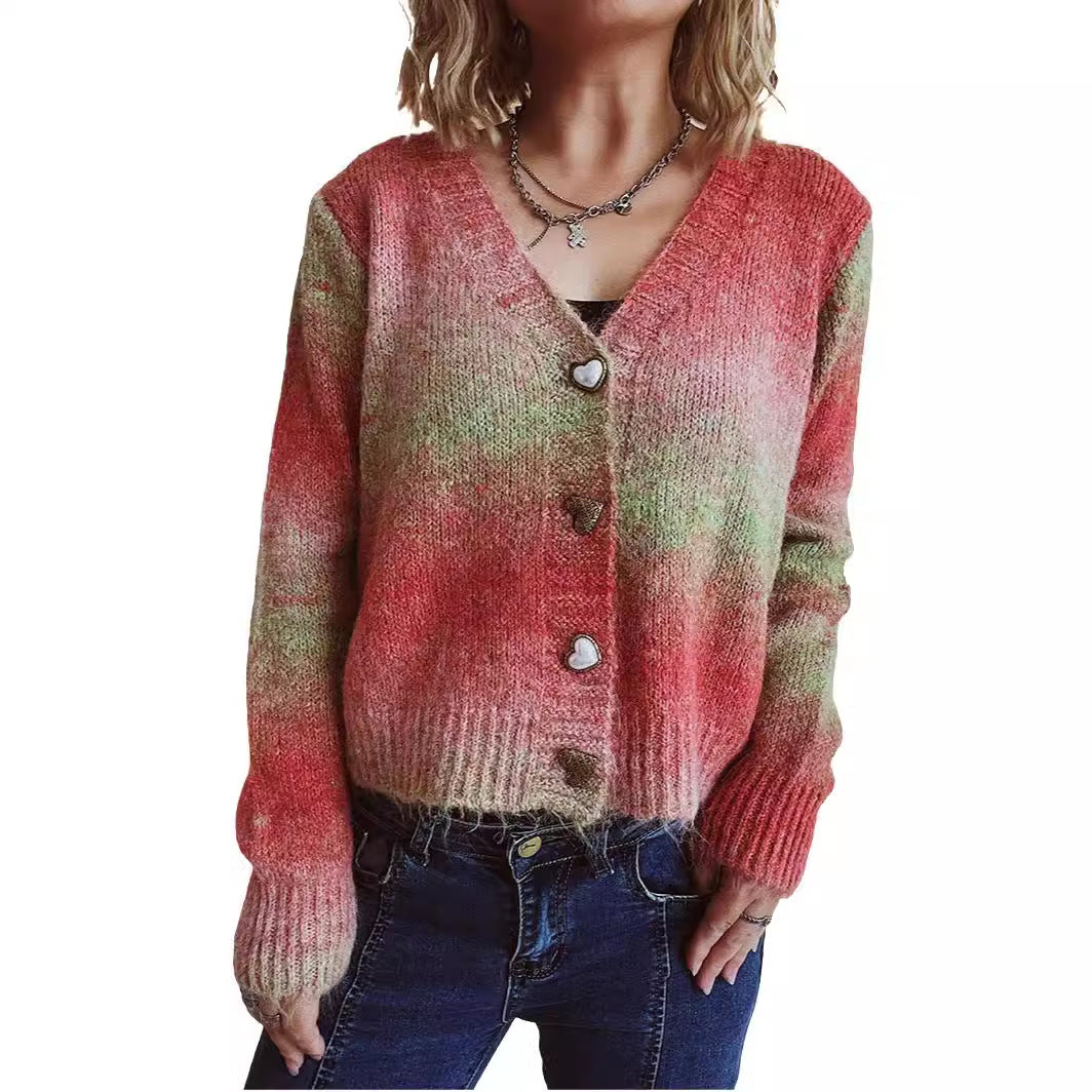 Damen Strickjacke Kuschelig Herzknöpfe Locker Eveloria