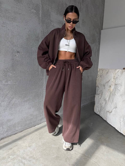 Damen Lounge-Set Weites Sport-Outfit mit Taschen Eveloria