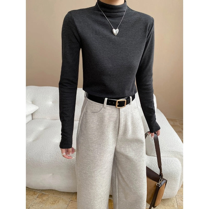 Damen Langarmshirt Stehkragen Elegantes Oberteil Eveloria - Eveloria