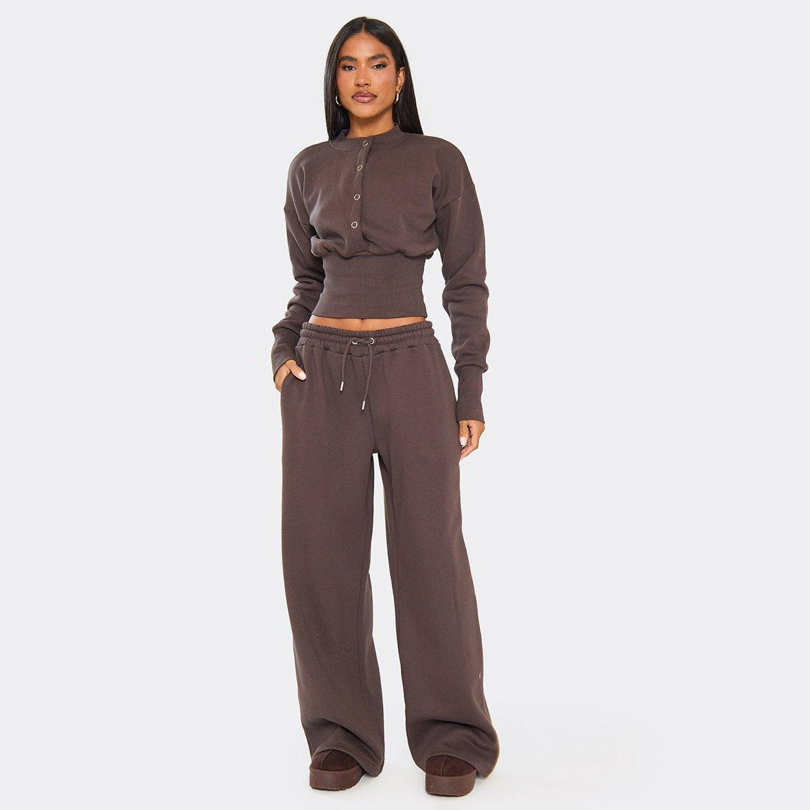 Eveloria Damen Sportset Cropped Sweatshirt und Trainingshose - Eveloria