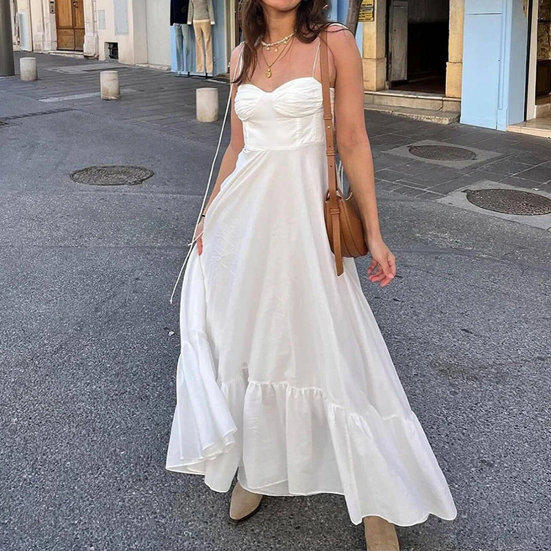 Damen Maxikleid Schulterfrei Voluminöser Rock Eveloria
