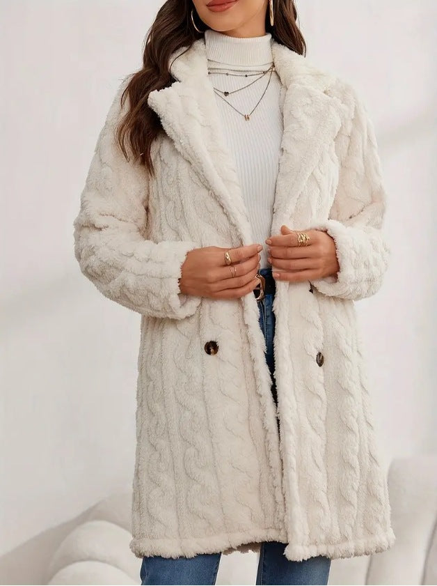 Damen Strickmantel mit besonderer Textur und eleganten Knöpfen