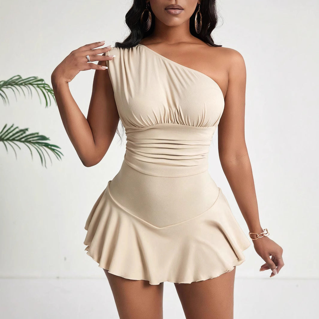 Damen Asymmetrisches Minikleid Weiches Material Elegantes - Eveloria