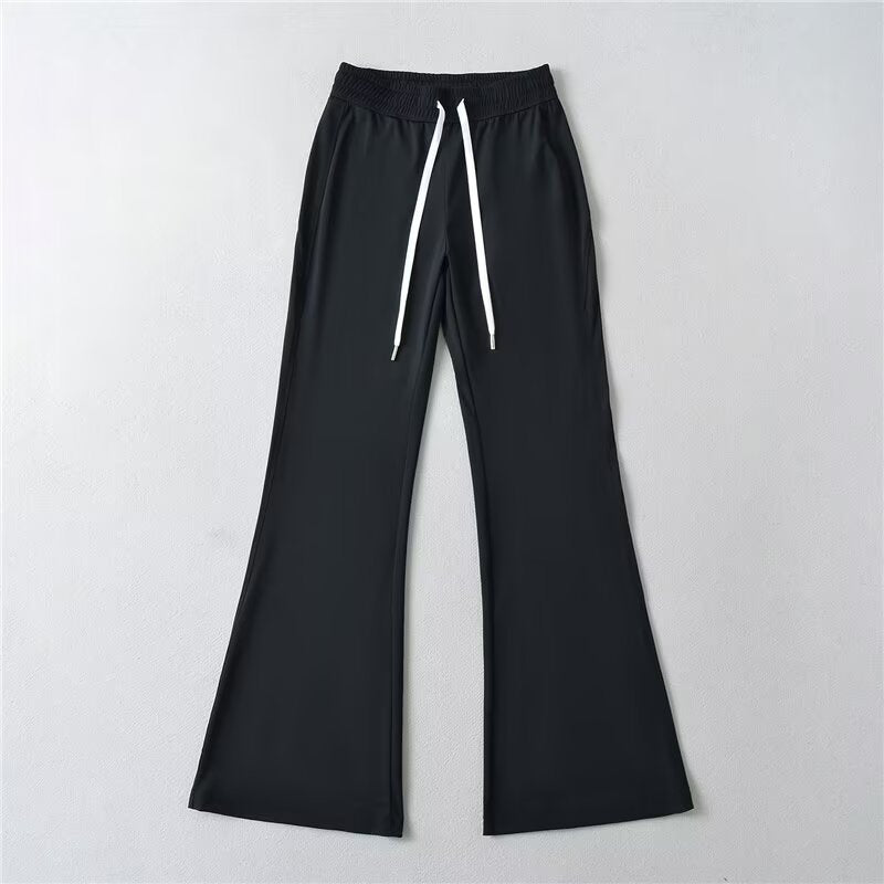 Damen Flared-Hose Elastischer Bund Praktische Taschen Eveloria