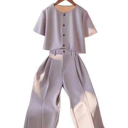 Damen Set Kurzes Oberteil Elegant Hose Eveloria