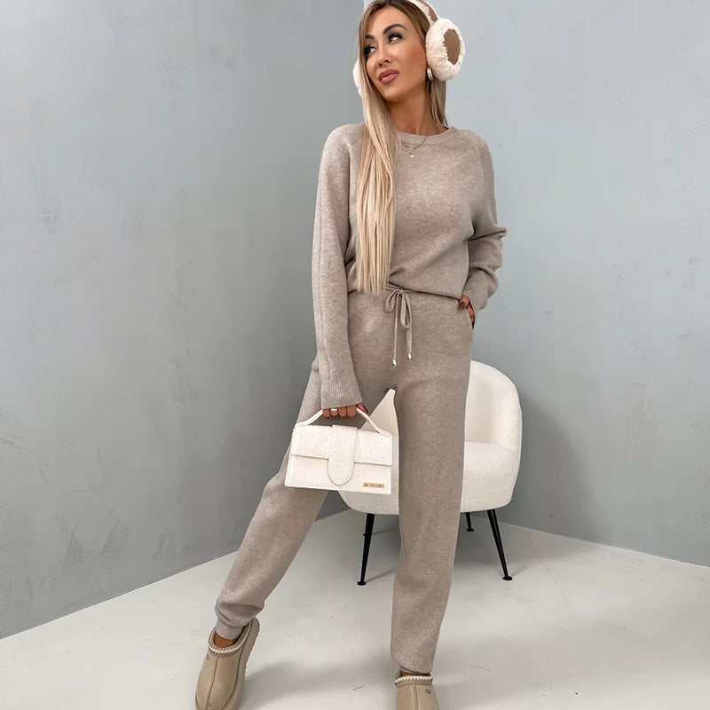 Damen Fleece-Lounge-Set Elastischer Bund Weich Grün