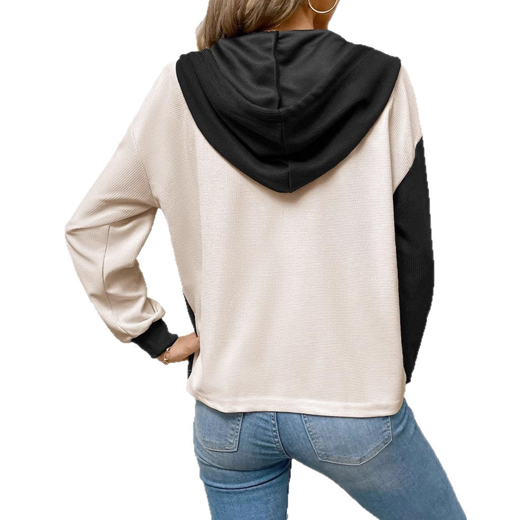 Damen Kapuzenbluse Kontrastfarben Eveloria