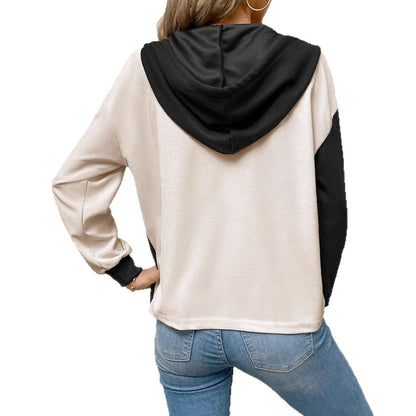 Damen Kapuzenbluse Kontrastfarben Eveloria
