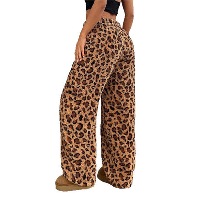 Damen Leoprint-Hosen Lässig Eveloria