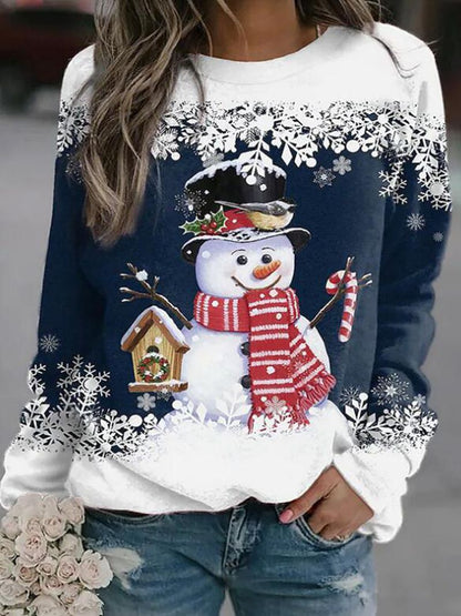 Eveloria Damen Sweatshirt Weihnachtsschneemann Langer Ärmel
