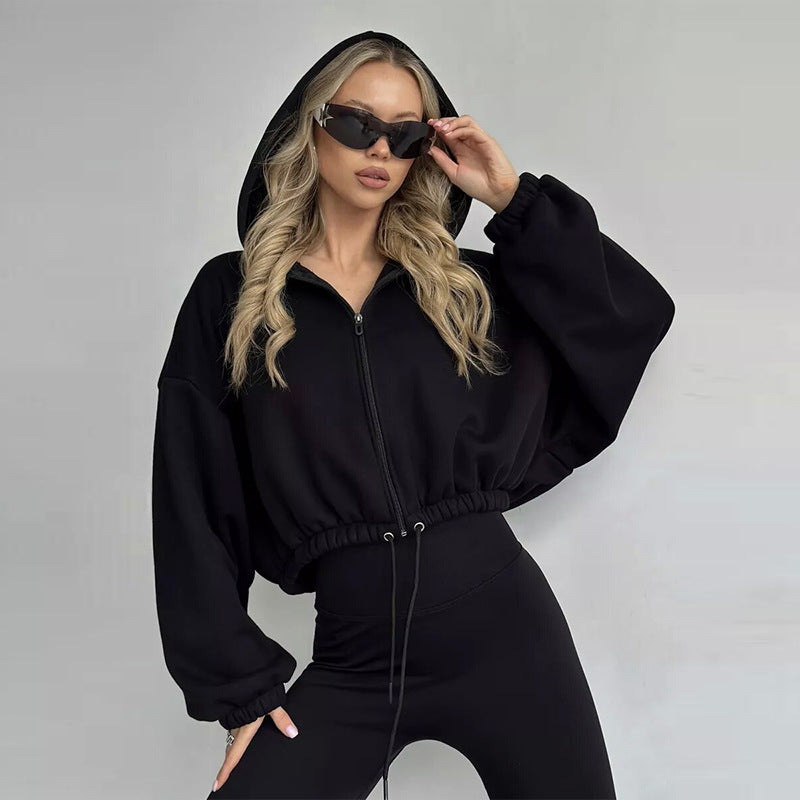 Damen Hoodie Reißverschluss Kordelzug Eveloria