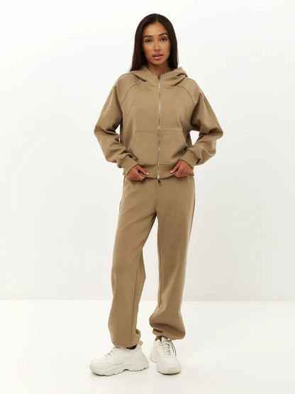 Damen Fleece-Jogginganzug mit Reißverschluss und Taschen