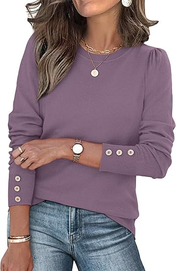 Damen Pullover Lässig Knopfdetails Eveloria
