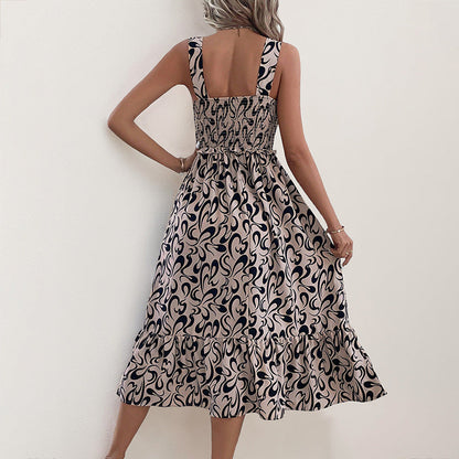 Damen Ärmelloses Maxikleid Rüschen Muster Eveloria