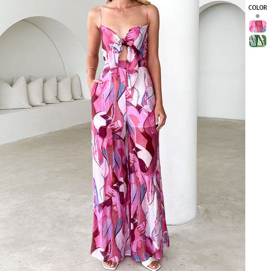 Damen Jumpsuit mit Knotendetail und Taschen Eveloria - Eveloria
