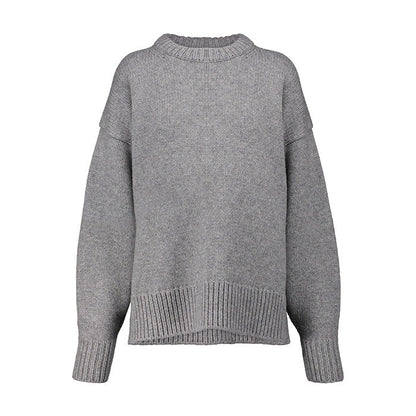Damen Grobstrickpullover Überlange Ärmel Eveloria