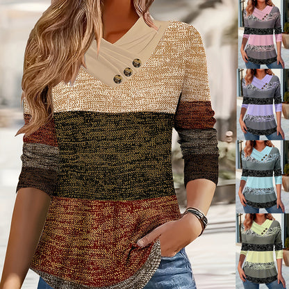 Damen Pullover Asymmetrischer Kragen Knopfdetails Eveloria - Eveloria