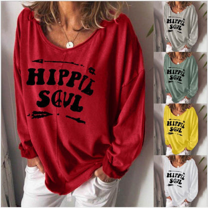 Damen Sweatshirt Hippie-Print Weit Schnitt