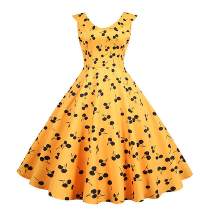 Damen Swingkleid Fruchtigem Design Ausgestellter Rock Eveloria