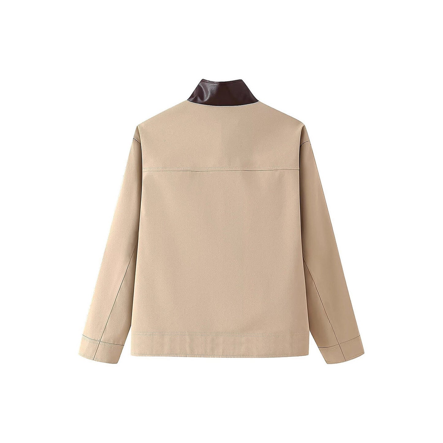 Damen Oversized Jacke kariert Innenfutter hoher Kragen